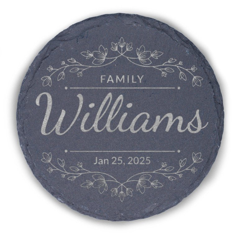 Floral Family Slate Round Coaster