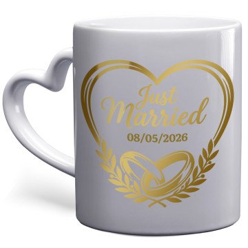 Golden Vows Photo Mug | Heart Handle