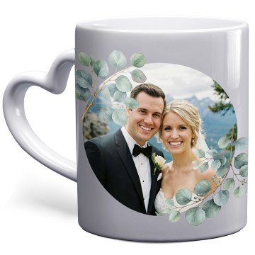 Eucalyptus Romance Photo Mug | Heart Handle