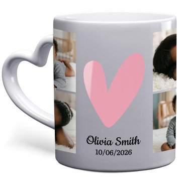 Sweetheart Photo Collage Photo Mug | Heart Handle