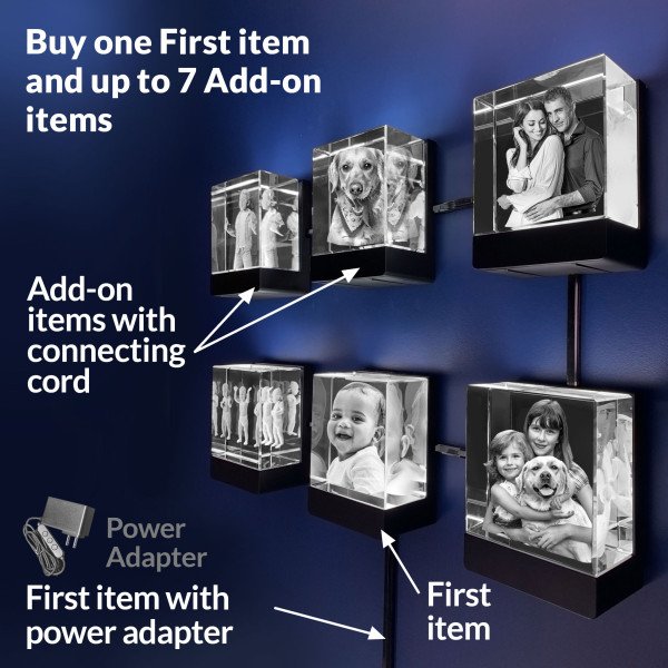 3D Photo Crystal with LED Light Base to Light Up Your Picture