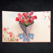 3D Clover Flower Set With Blue Ribbon Card opened 3D Clover Flower Set With Blue Ribbon Card