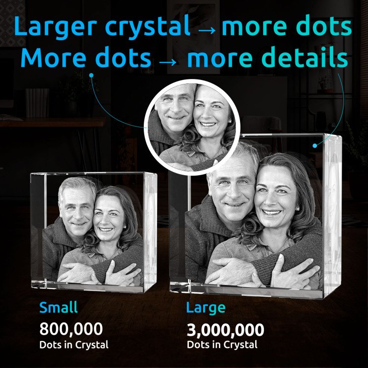 A 3D Crystal Square personalized with a picture of a pretty couple in love