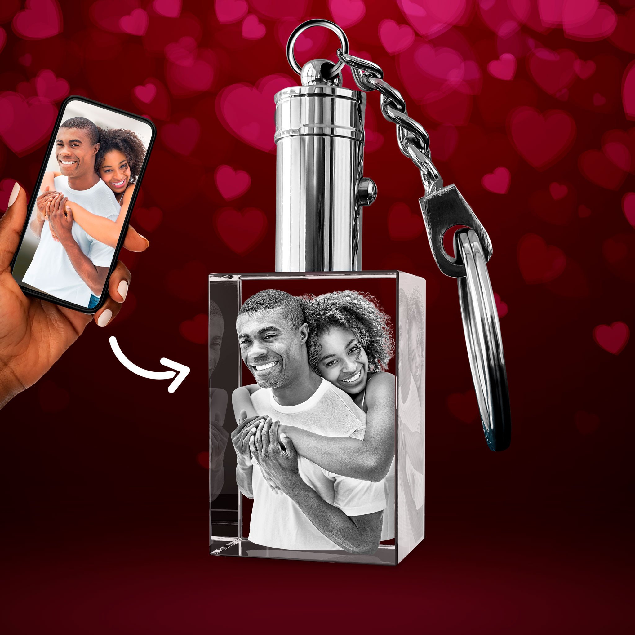 Keychain Rectangle 3D for Valentine’s Day
