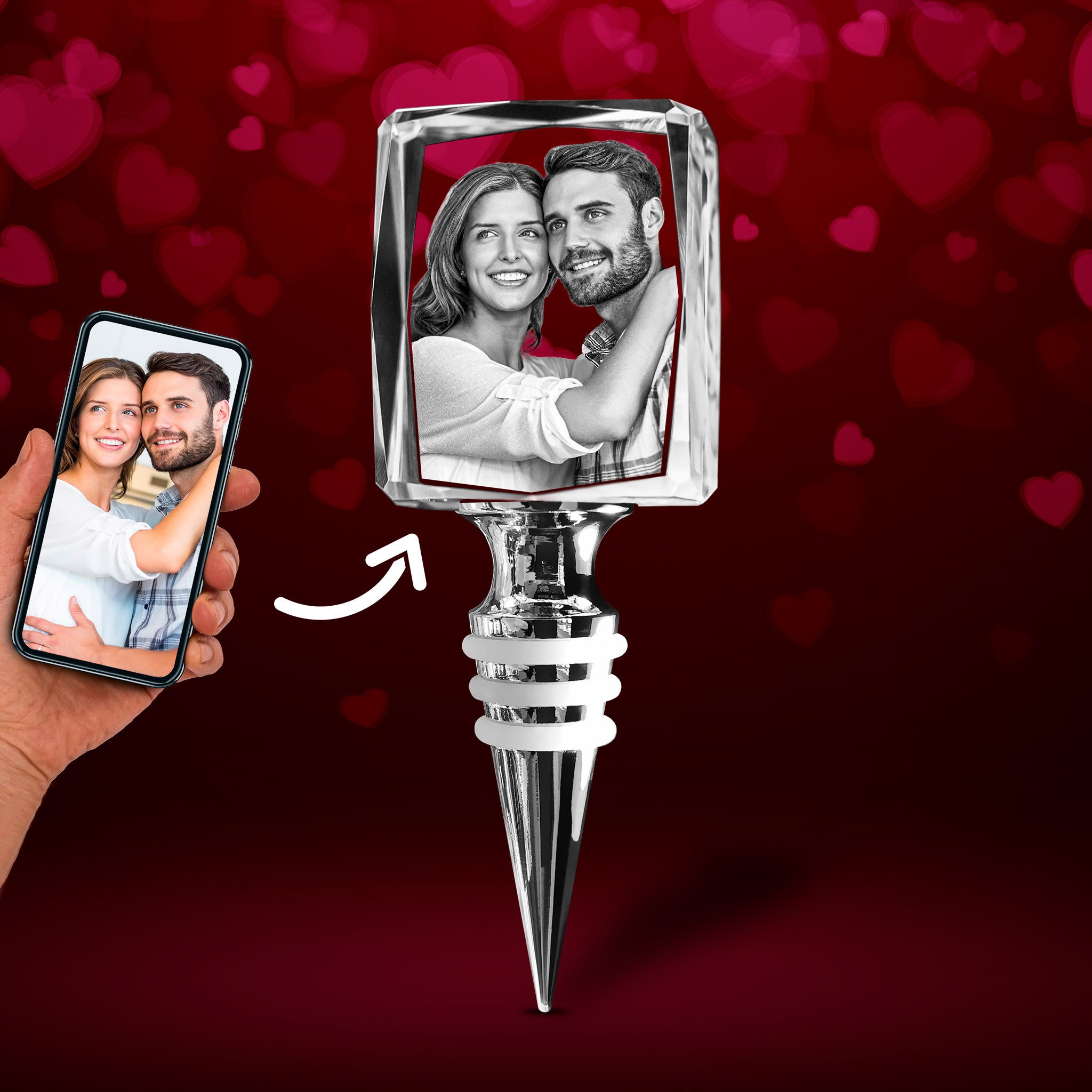 Wine Stopper Rectangle 3D for Valentine’s Day