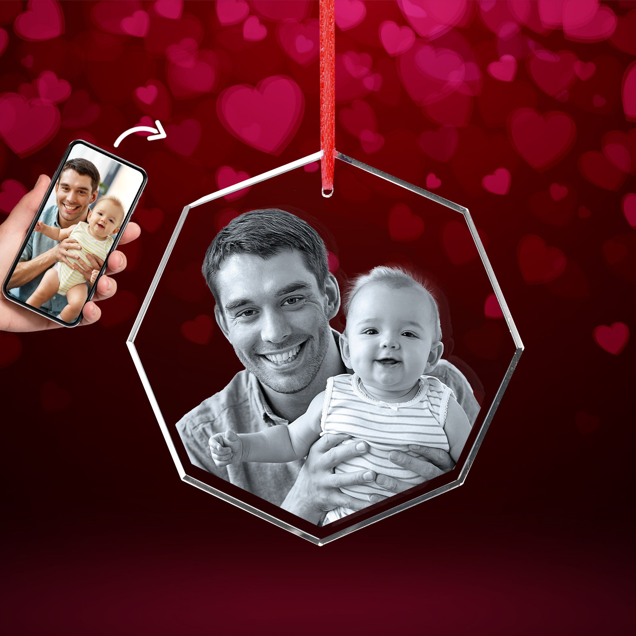 Crystal Ornament Octagon for Valentine’s Day
