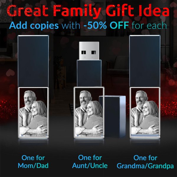 Engraved Crystal Flash Drive Rectangle with Photo Inside