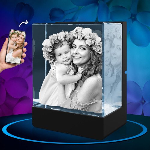 3D LED Light Base with Photo Crystal for Mother's Day