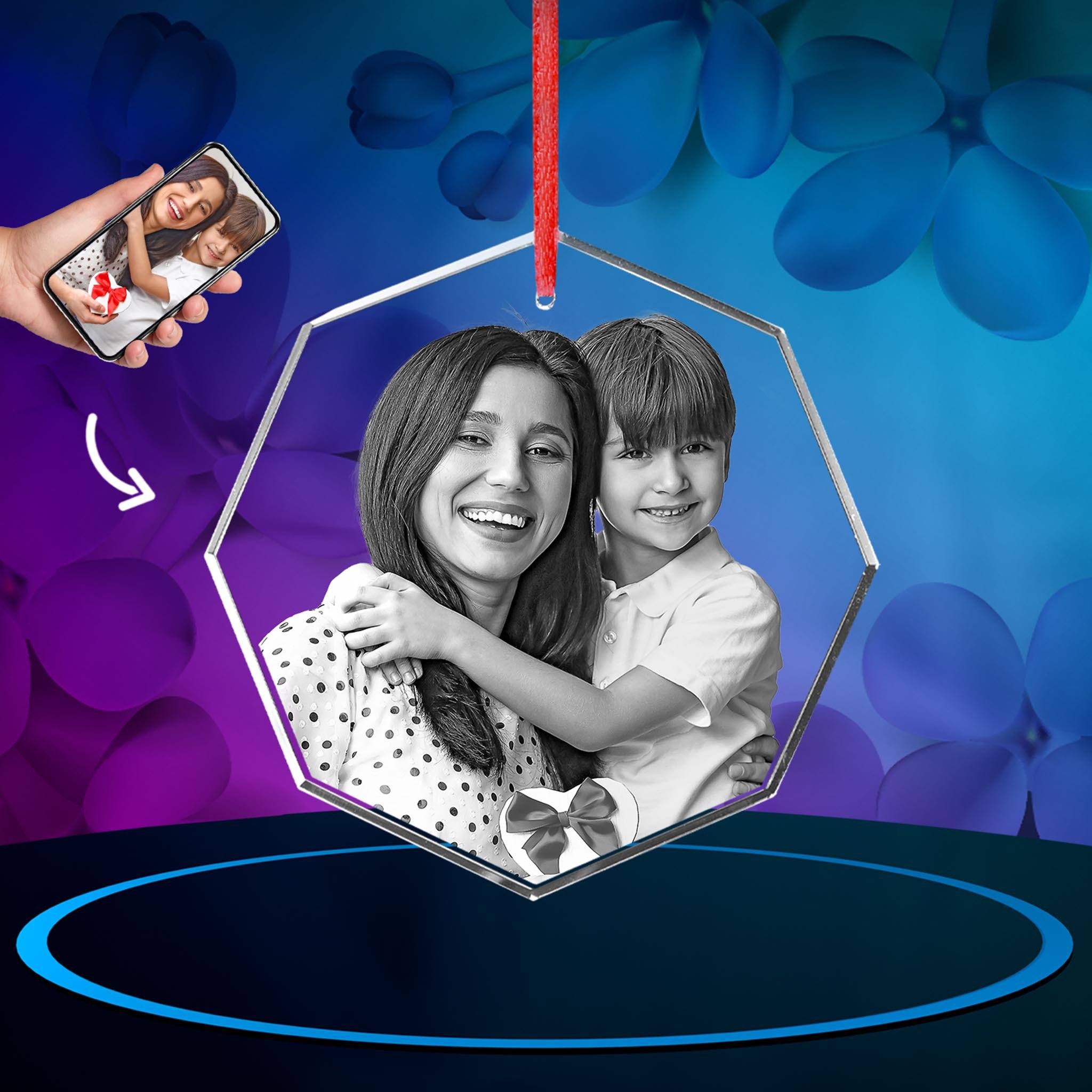 Crystal Ornament Octagon for Mother's Day