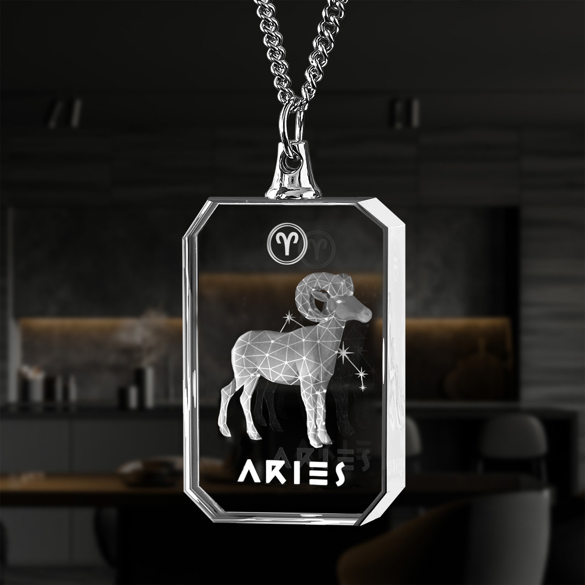 3D Necklace Photo Gift Rectangle Aries Large ArtPix 3D Valentine s Day Gifts Zodiac Sign Gifts Astrological Gifts