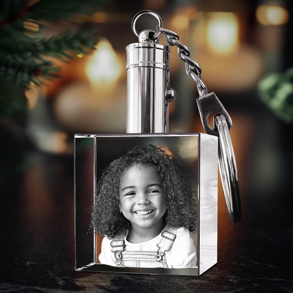 Square Photo Keyring | 3D Photo Keychain Crystal