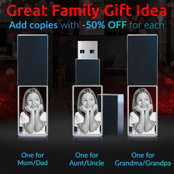 Engraved Crystal Flash Drive Rectangle with Photo Inside